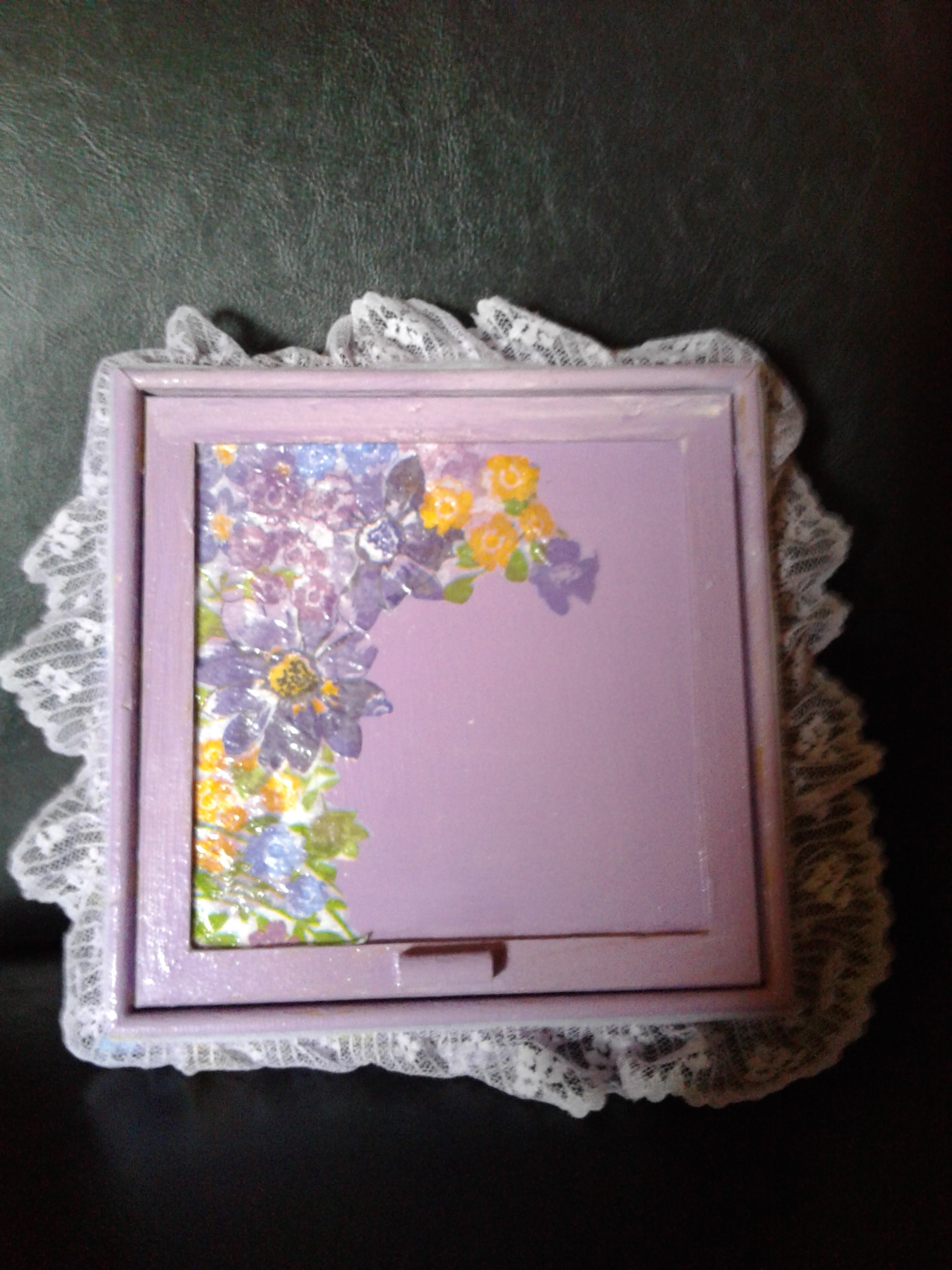 Decoupaged top of trinket box for mother's Day
